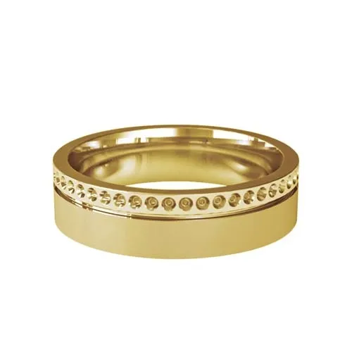 Patterned Designer Yellow Gold Wedding Ring - Poeme